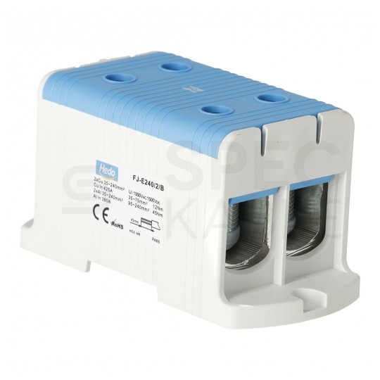 Złączka szynowa 2-torowa Al/Cu 35-240mm2 na TH35 niebieski FJ-E240/2/B HEDO