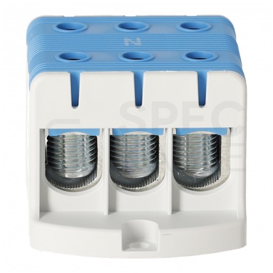 Złączka szynowa 3-torowa Al/Cu 16-95mm2 na TH35 niebieski FJ-E95/3/B HEDO