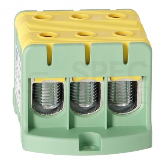 Złączka szynowa 3-torowa Al/Cu 16-95mm2 na TH35 żółto-zielony FJ-E95/3/D HEDO