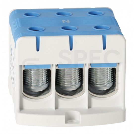 Złączka szynowa 3-torowa Al/Cu 35-150mm2 na TH35 niebieski FJ-E150/3/B HEDO