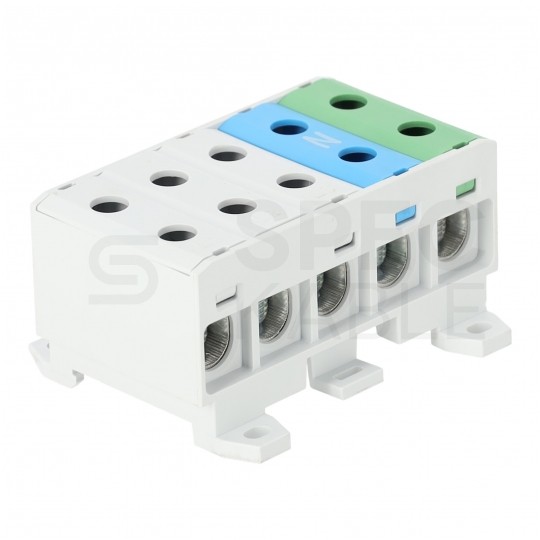 Złączka szynowa 5-torowa Al/Cu 2,5-50mm2 na TH35 kolorowa (3x szara, 1x niebieska, 1x zielona) FJ-E50/5 HEDO