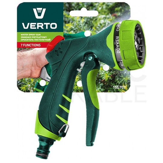 Zraszacz pistoletowy ogrodowy regulowany (7-funkcyjny) do węża 1/2" - 3/4" VERTO 15G707