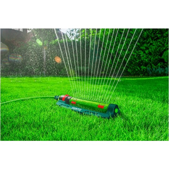 Zraszacz wahadłowy ogrodowy oscylacyjny regulowany do nawadniania trawnika (15x19m) VERTO 15G772