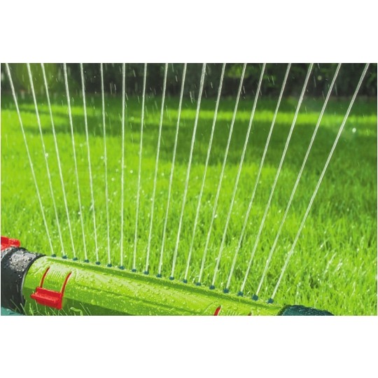 Zraszacz wahadłowy ogrodowy oscylacyjny regulowany do nawadniania trawnika (15x19m) VERTO 15G772