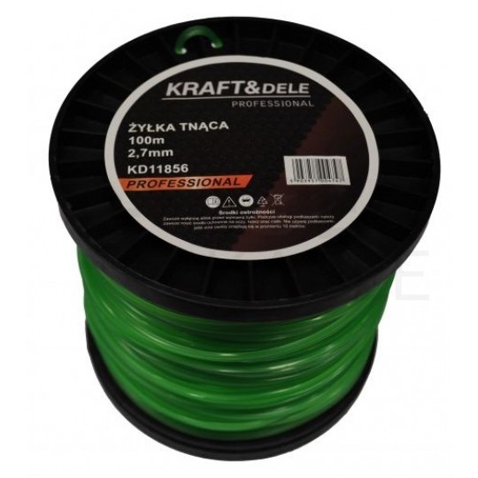 Żyłka ogrodowa tnąca do głowicy podkaszarki, kosy 100m 2,7mm2 Kraft&Dele
