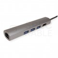 Adapter 5w1 Hub USB 3.1 typ-C -> HDMI 4K@30 + 3x USB 3.0 A + Gigabit Ethernet RJ45 [8p8c]