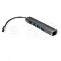 Adapter 5w1 Hub USB 3.1 typ-C -> HDMI 4K@30 + 3x USB 3.0 A + Gigabit Ethernet RJ45 [8p8c]