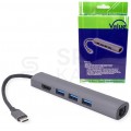 Adapter 5w1 Hub USB 3.1 typ-C -> HDMI 4K@30 + 3x USB 3.0 A + Gigabit Ethernet RJ45 [8p8c]