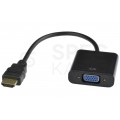 Adapter HDMI -> SVGA (D-Sub 15-pin) + Audio (mini Jack 3,5mm) (wtyk / 2x gniazdo) czarny