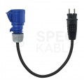 Adapter kempingowy gniazdo 3P 16A / wtyk 2P+Z Uni-Schuko 16A 230V IP44 na kablu OW 3x2,5mm2 0,5m