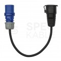 Adapter kempingowy wtyk 3P 16A / gniazdo 2P+Z 16A 230V IP44 na kablu OW 3x2,5mm2 0,5m