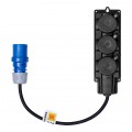 Adapter kempingowy wtyk 3P 16A / listwa zasilająca gumowa 3x 2P+Z 16A 230V IP44 na kablu OW 3x2,5mm2 0,5m