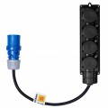 Adapter kempingowy wtyk 3P 16A / listwa zasilająca gumowa 4x 2P+Z 16A 230V IP44 na kablu OW 3x2,5mm2 0,5m