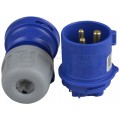 Adapter kempingowy wtyk 3P 16A / listwa zasilająca gumowa 4x 2P+Z 16A 230V IP44 na kablu OW 3x2,5mm2 0,5m