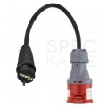 Adapter siłowy gniazdo [5p] 16A / wtyk [2P+Z] Uni-Schuko 16A 230V IP44 na kablu OW 3x1,5mm2 0,5m