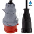 Adapter siłowy wtyk [5p] 16A / 3x gniazdo [2P+Z] 16A 230V IP44 na kablu OW 3x1,5mm2 0,5m