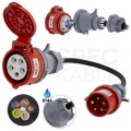 Adapter siłowy wtyk [5p] 16A / gniazdo [5p] 32A 400V IP44 na kablu OW 5x2,5mm2 0,5m