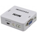 Adapter SVGA (D-Sub 15-pin) + Audio (mini Jack 3,5mm) -> HDMI Full HD (2x gniazdo / gniazdo) aktywny (dodatkowe gniazdo USB mini-B do zasilania) biały