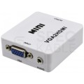 Adapter SVGA (D-Sub 15-pin) + Audio (mini Jack 3,5mm) -> HDMI Full HD (2x gniazdo / gniazdo) aktywny (dodatkowe gniazdo USB mini-B do zasilania) biały