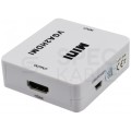 Adapter SVGA (D-Sub 15-pin) + Audio (mini Jack 3,5mm) -> HDMI Full HD (2x gniazdo / gniazdo) aktywny (dodatkowe gniazdo USB mini-B do zasilania) biały