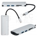 Adapter USB C (m)-> HDMI(ż) 4K + 2x USB A(ż) 3.0 + USB C (ż) + czytnik kart SD/TF i Micro SD 15cm AUDA