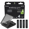 Akumulator Ni-MH R03 AAA 930mAh 1,2V (Ready 2 Use) Panasonic Eneloop Pro BLISTER 4szt. + Pojemnik na 4 szt akum. R6/AA lub R03/AAA