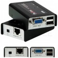 ATEN Przedłużacz KVM 100m VGA+USB na kabel LAN kat.5e (skrętkę) Konwerter aktywny VGA + 2xUSB -> LAN -> VGA + USB typ B Komplet (nadajnik TX + odbiornik RX)