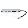 AUDA Adapter USB C (m)-> HDMI(ż) 4K + 2x USB A(ż) 3.0 + USB C (ż) + czytnik kart SD/TF i Micro SD 15cm