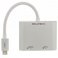 AUDA CableTime Adapter 2w1 Hub USB 3.1 typ-C -> HDMI 4K@60 + SVGA (D-Sub 15-pin) FHD@30 srebrny 15cm