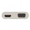 AUDA CableTime Adapter 2w1 Hub USB 3.1 typ-C -> HDMI 4K@60 + SVGA (D-Sub 15-pin) FHD@30 srebrny 15cm