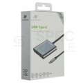 AUDA CableTime Adapter 3w1 Hub USB 3.1 typ-C -> HDMI 4K@30 + USB 3.0 A + USB 3.1 typ-C (20V/3A) szary 15cm