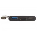 AUDA CableTime Adapter 3w1 Hub USB 3.1 typ-C -> HDMI 4K@30 + USB 3.0 A + USB 3.1 typ-C (20V/3A) szary 15cm