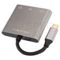 AUDA CableTime Adapter 3w1 Hub USB 3.1 typ-C -> HDMI 4K@30 + USB 3.0 A + USB 3.1 typ-C (20V/3A) szary 15cm