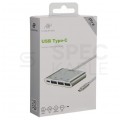 AUDA CableTime Adapter 4w1 Hub USB 3.1 typ-C -> 3x USB 3.0 A + USB 3.1 typ-C (20V/3A) srebrny 15cm