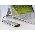 AUDA CableTime Adapter 5w1 Hub USB 3.1 typ-C -> 3x USB 3.0 A + czytnik kart SD / MicroSD srebrny 15cm