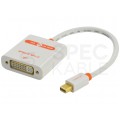 AUDA CableTime Adapter mini DisplayPort -> DVI-I (24+5pin) Full HD (wtyk / gniazdo) biały 23cm