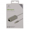 AUDA CableTime Adapter sieciowy USB 3.1 typ-C / Gigabit Ethernet RJ45 [8p8c] (wtyk / gniazdo) srebrny 15cm