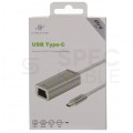 AUDA CableTime Adapter sieciowy USB 3.1 typ-C / Gigabit Ethernet RJ45 [8p8c] (wtyk / gniazdo) srebrny 15cm