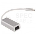 AUDA CableTime Adapter sieciowy USB 3.1 typ-C / Gigabit Ethernet RJ45 [8p8c] (wtyk / gniazdo) srebrny 15cm