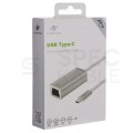 AUDA CableTime Adapter sieciowy USB 3.1 typ-C / Gigabit Ethernet RJ45 [8p8c] (wtyk / gniazdo) srebrny 15cm