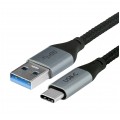 AUDA CableTime Kabel USB 3.0 typ-C / A (wtyk / wtyk) Quick Charge 4.0 2.1A czarny-nikiel 3m