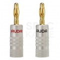 AUDA Prestige Wtyk głośnikowy typu BANAN skręcany prosty pozłacany czarny