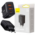 BASEUS Ładowarka sieciowa 2x USB (1x5V / 3A, 1x9V / 2A) Quick Charge 3.0, 1x USB-C PD 3.0 iQ Smart Charging 30W