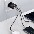 BASEUS Ładowarka sieciowa 2x USB (1x5V / 3A, 1x9V / 2A) Quick Charge 3.0, 1x USB-C PD 3.0 iQ Smart Charging 30W