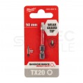 Bit udarowy do wkrętarki TORX TX20 50mm 1/4" HEX Shockwave MILWAUKEE