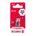 Bit udarowy SL 1,2x6,5mm 25mm 1/4" SHOCKWAVE do wkrętarki 2szt MILWAUKEE