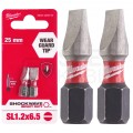 Bit udarowy SL 1,2x6,5mm 25mm 1/4" SHOCKWAVE do wkrętarki 2szt MILWAUKEE