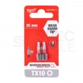 Bity udarowe do wkrętarki TORX TX10 25mm 1/4" HEX Shockwave MILWAUKEE 2szt