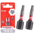 Bity udarowe do wkrętarki TORX TX10 25mm 1/4" HEX Shockwave MILWAUKEE 2szt