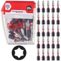 Bity udarowe do wkrętarki TORX TX15 25mm 1/4" HEX Shockwave MILWAUKEE 25szt